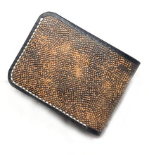 Load image into Gallery viewer, Veg Tan Leather Wallet with Skull carved, tooled, hand stitched bi-fold back view
