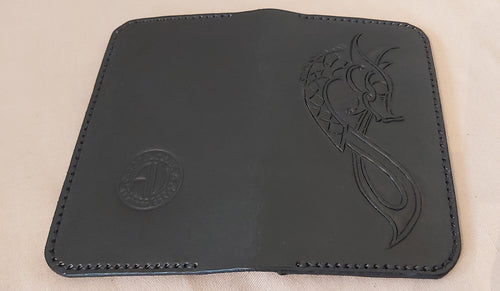 Custom Made Wallet with Carved Dragon  open outside