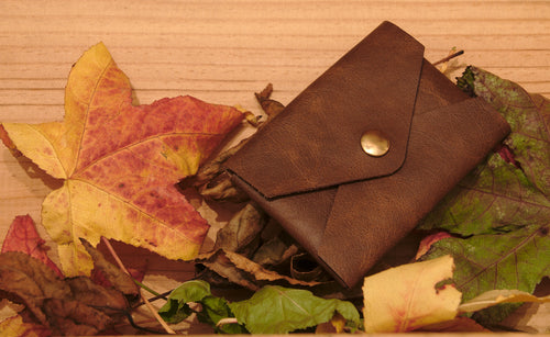 Letter Envelope Style Business Card Holder on Autumn leaves