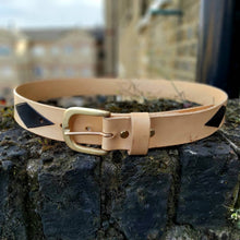 Load image into Gallery viewer, Custom Leather Belt with Diamond Pattern
