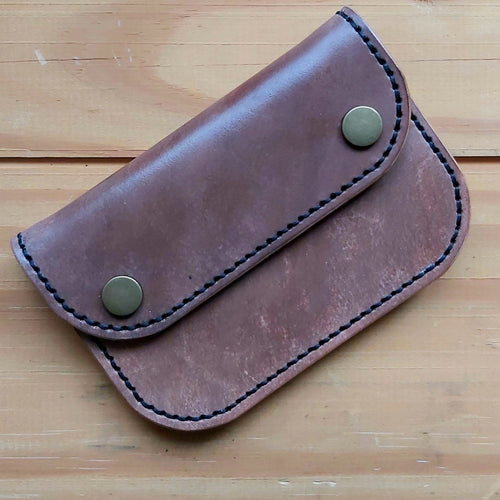 Hand Dyed  Brown Veg Tanned Leather Mini Trucker Wallet