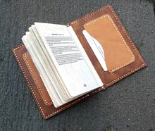 Load image into Gallery viewer, Hand Stitched Leather Passport Wallet with 2 Card Slots inside
