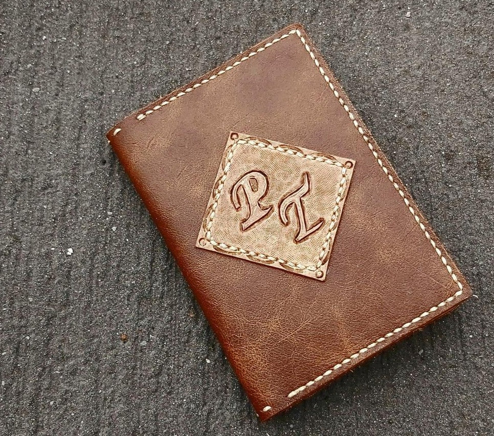 Hand Stitched Leather Passport Wallet with 2 Card Slots front shot