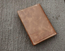 Load image into Gallery viewer, Hand Stitched Leather Passport Wallet with 2 Card Slots back
