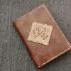 Custom Passport Holder hand stitched showing the carved initials